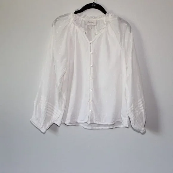 Cleobella Anthropologie Antonia Button Peasant Blouse White Boho Small H13419 - Picture 7 of 11